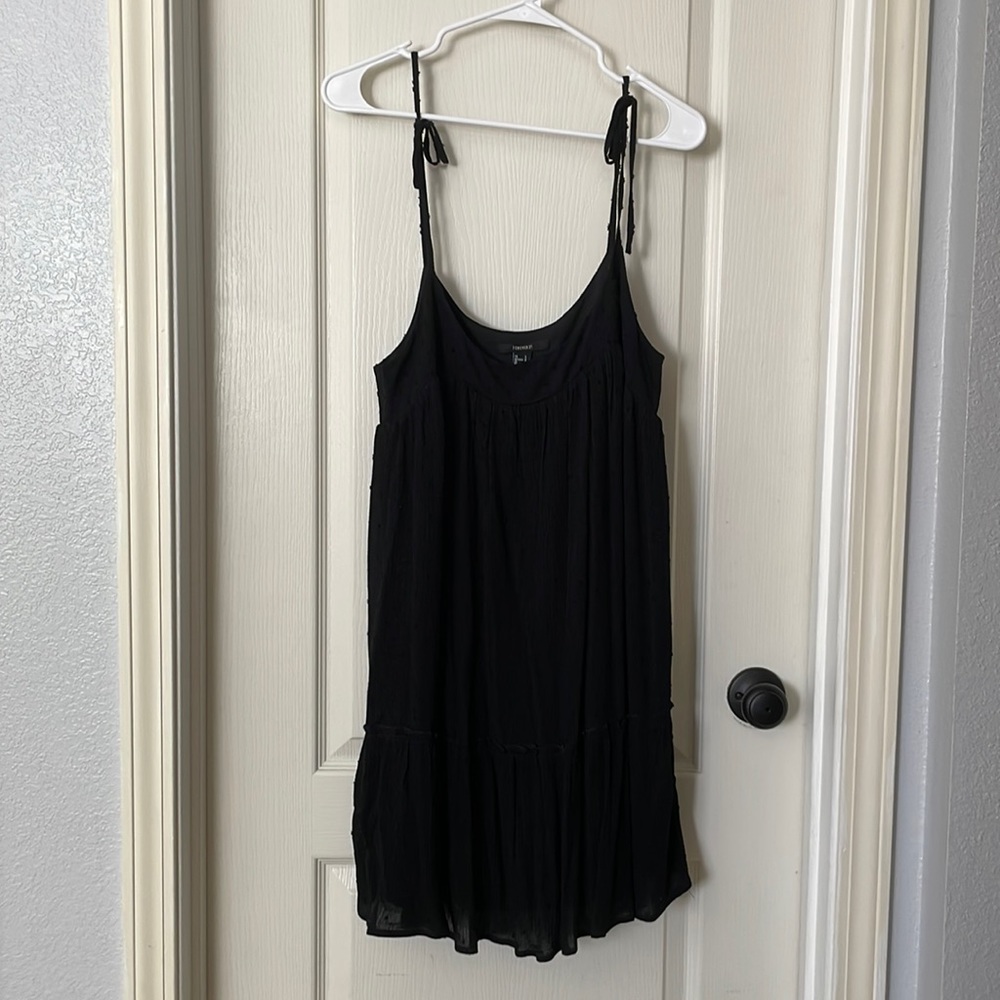 Forever 21 Black Shoulder Tie Dress